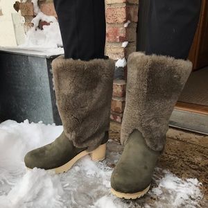 fur lined clog boots